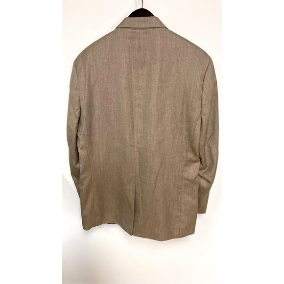 Chaps Mens Beige Poly Rayon Linen 2 Button Notch Lapel Blazer Jacket Large - Picture 6 of 13